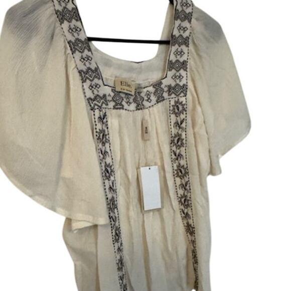 NWT Elie Tahari Embroidered Gauze Peasant top L - Picture 1 of 7